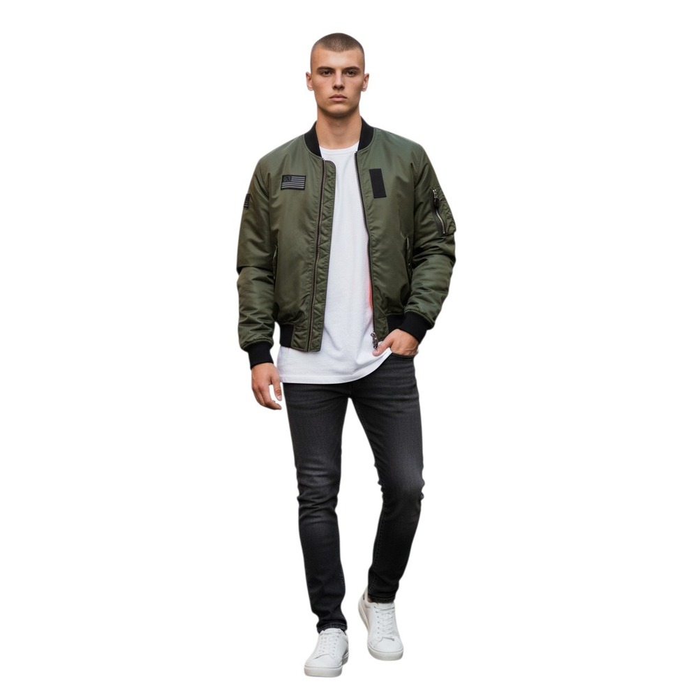 FBRK Bomber Jacket Mens size Large  Grungecore Patchwork Military Flight Varsity